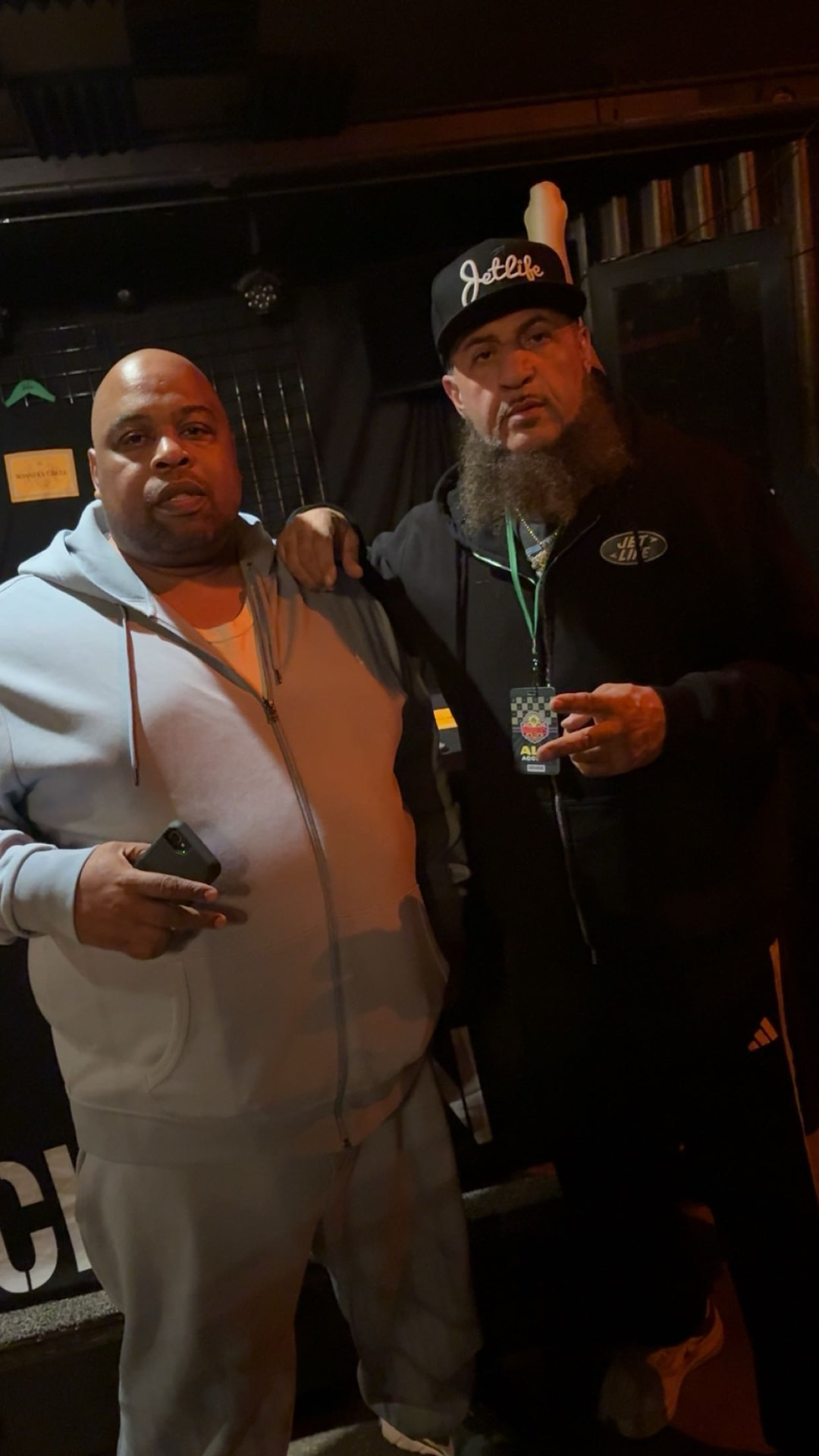 White Rhino Productions team member backstage with a featured artist